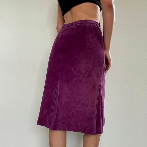 Early 2000s deep purple genuine suede midi skirt - Picture 5 of 7